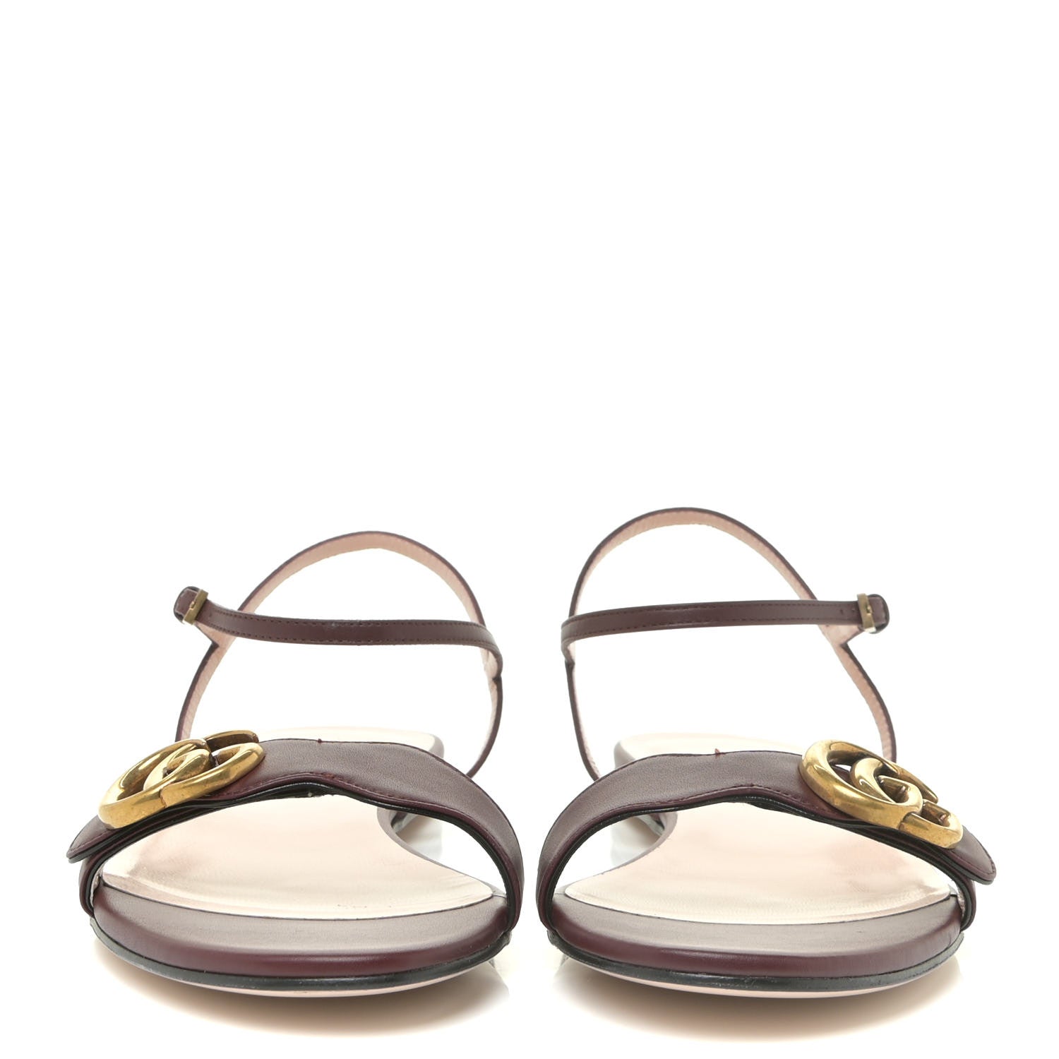 Gucci Lifford Calfskin GG Marmont Ankle Wrap Flat Sandals 39.5 Vintage Bordeaux 2 of 13