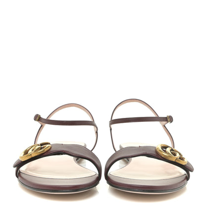 Gucci Lifford Calfskin GG Marmont Ankle Wrap Flat Sandals 39.5 Vintage Bordeaux 2 of 13