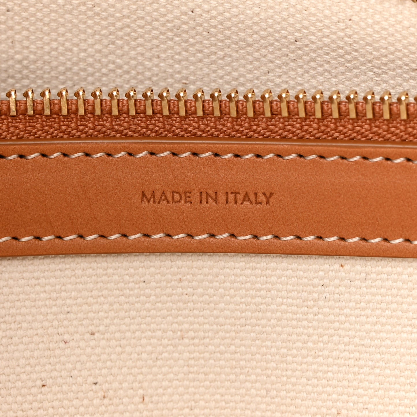 Canvas Calfskin Horizontal Cabas Natural Tan