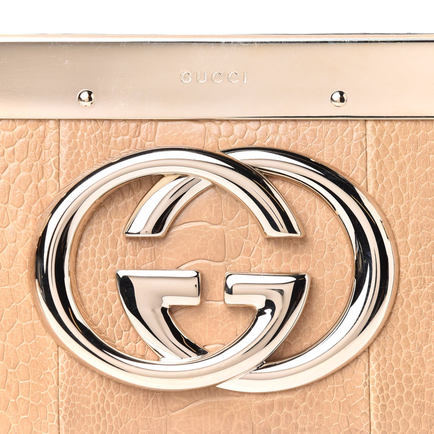 Gucci Ostrich Leg Britt Starlight Clutch Beige 7 of 10