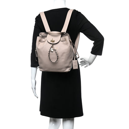 Valentino Garavani Pebbled Calfskin Rockstud Drawstring Backpack Poudre 2 of 9
