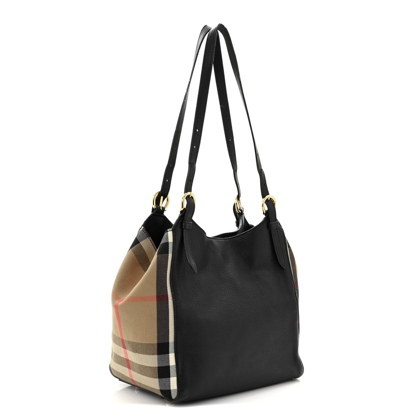 Grainy Calfskin House Check Small Canterbury Black