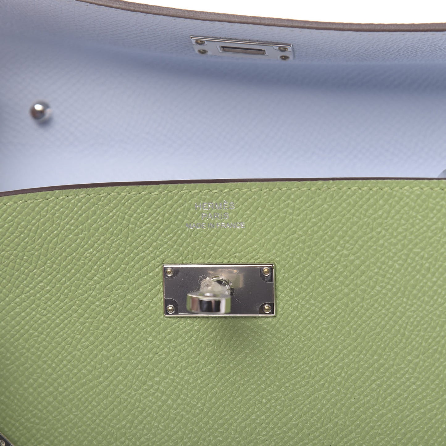 Epsom Verso Kelly Wallet To Go Vert Criquet Bleu Brume