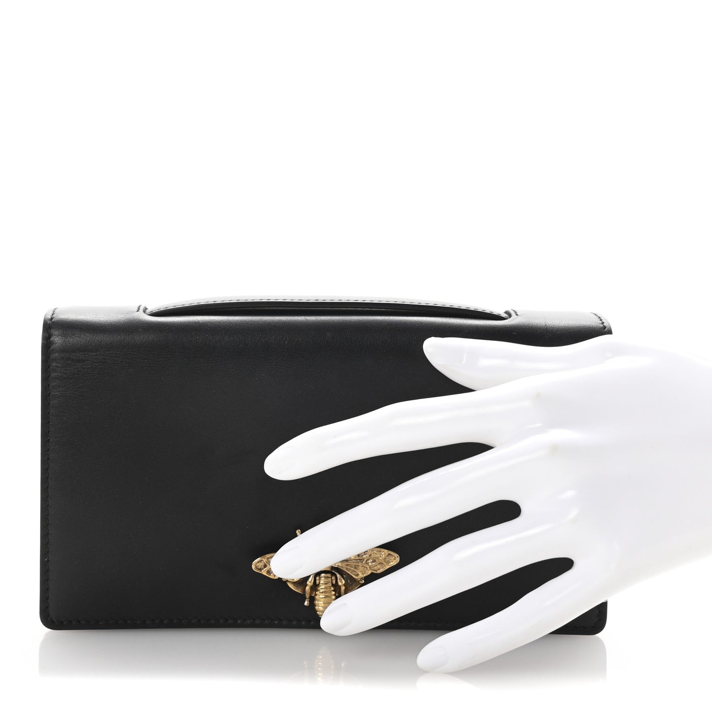 Calfskin Bee Clutch Black