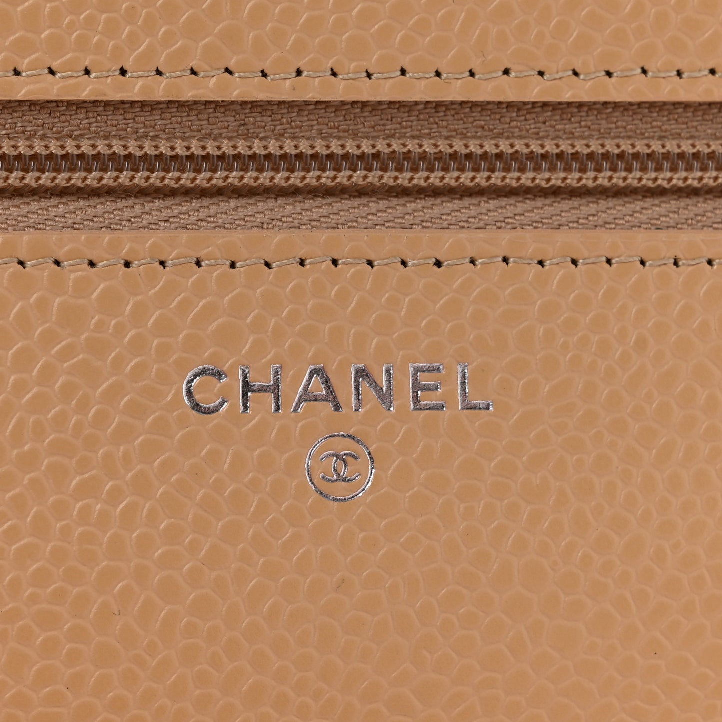 Caviar Quilted Wallet On Chain WOC Beige