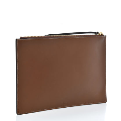 Gucci Calfskin GG Supreme Monogram Blind for Love Embroidered Large Zip Pouch Brown 3 of 6