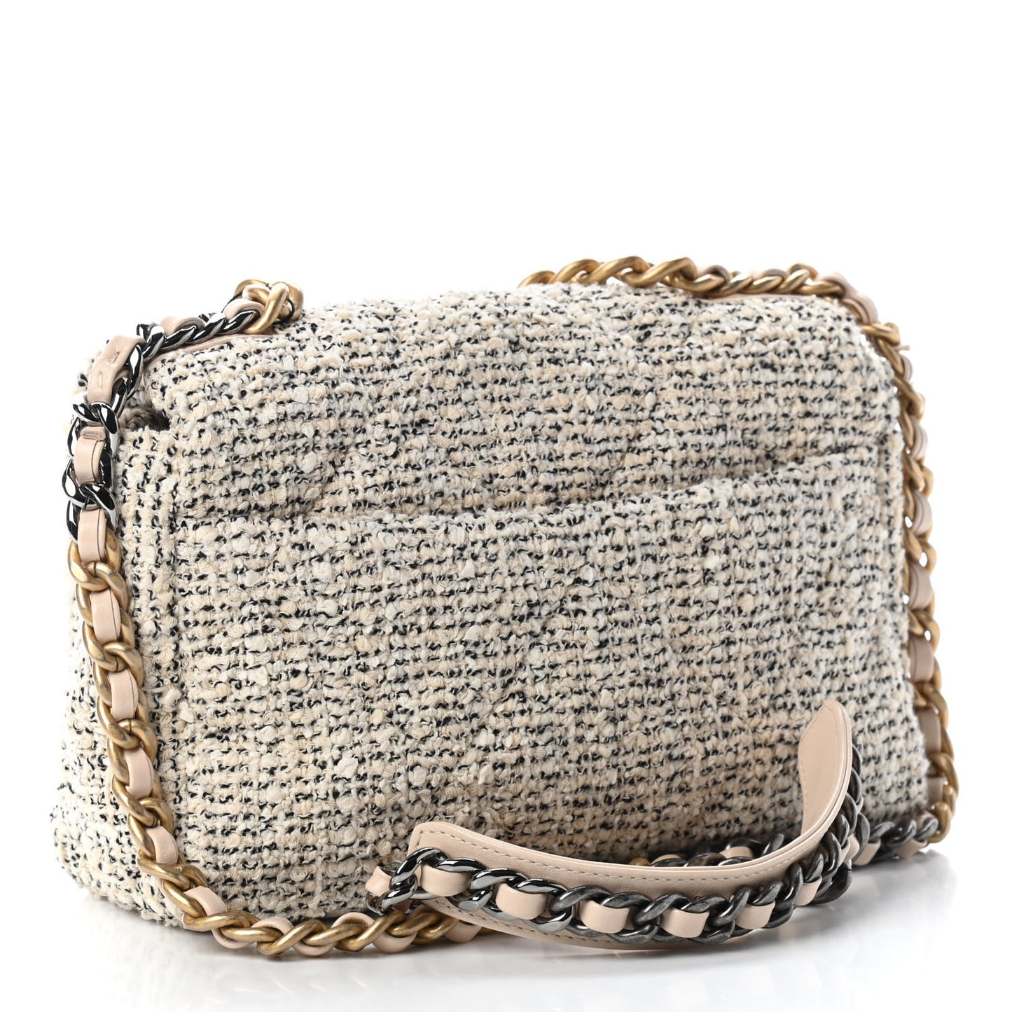Tweed Quilted Medium Chanel 19 Flap Ecru Black