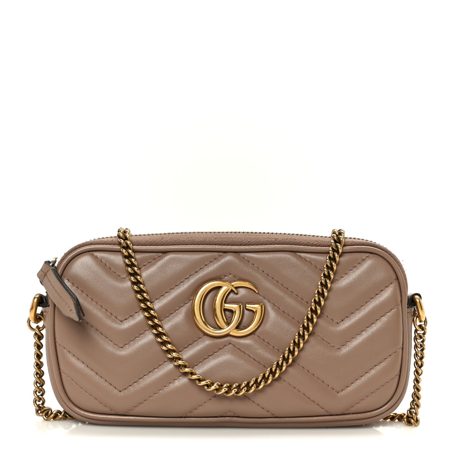 Gucci Calfskin Matelasse Mini GG Marmont Chain Crossbody Bag Porcelain Rose 1 of 11