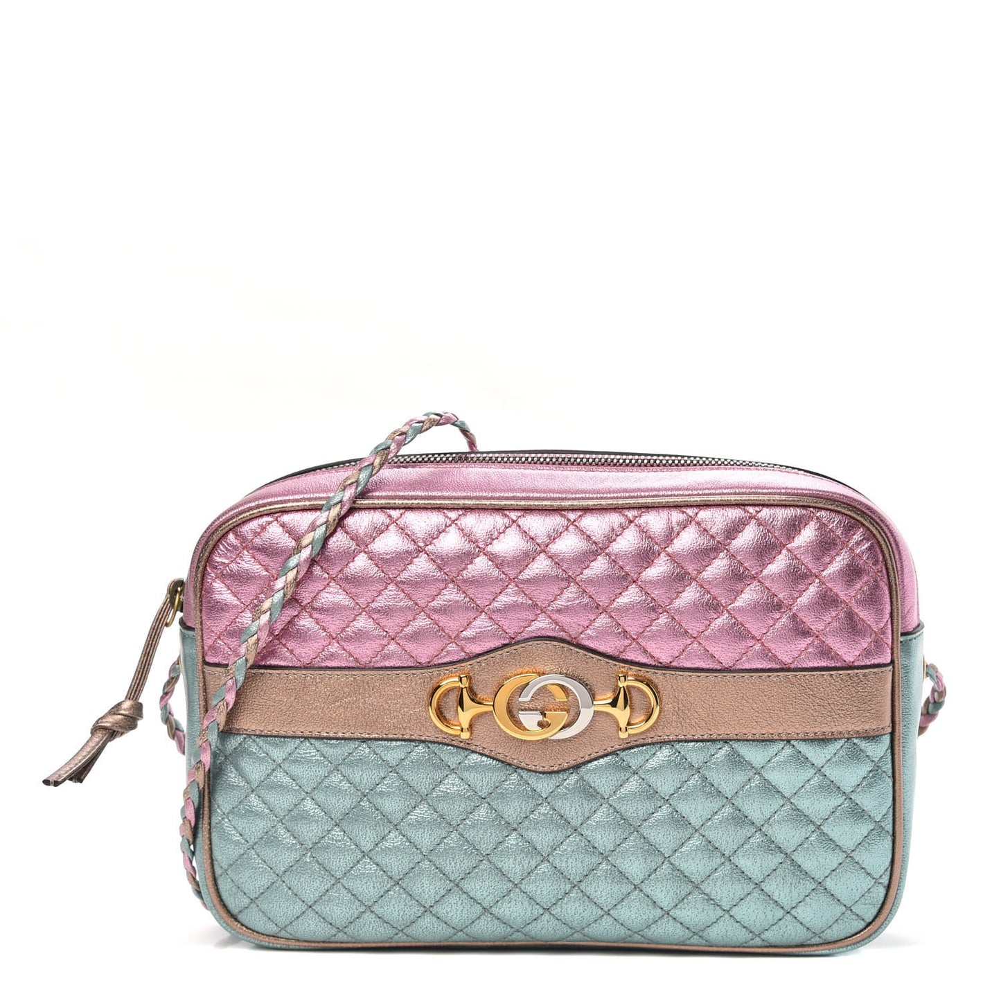 Laminated Nappa Trapuntata Small Zumi Shoulder Bag Rosa Lago Rame