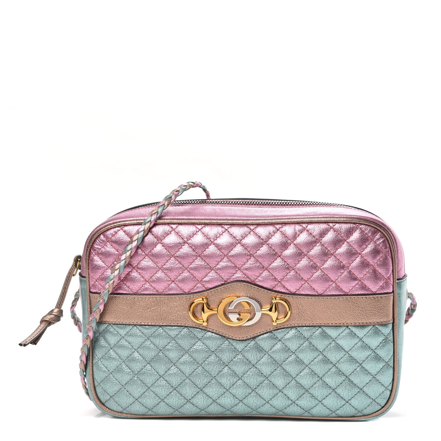 Gucci Laminated Nappa Trapuntata Small Zumi Shoulder Bag Rosa Lago Rame 1 of 9