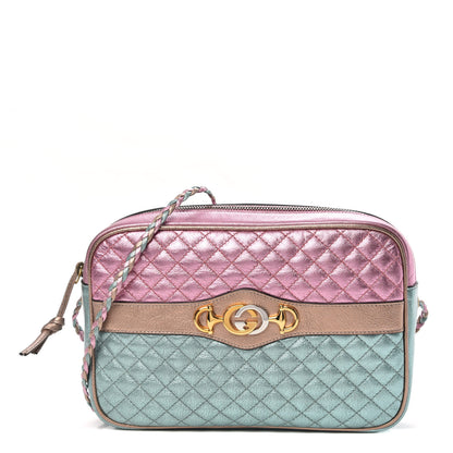 Gucci Laminated Nappa Trapuntata Small Zumi Shoulder Bag Rosa Lago Rame 1 of 9
