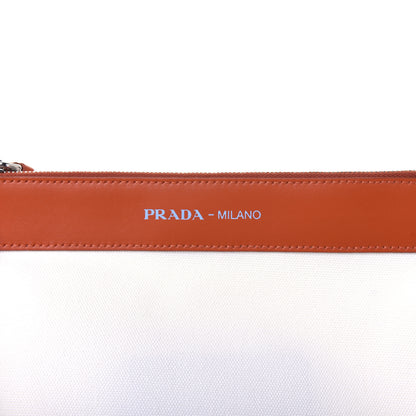 Prada Calfskin Canvas Ouverture Bucket Bag White 18 of 20
