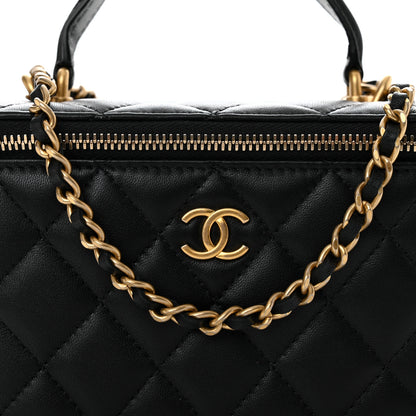Chanel Lambskin Quilted Metal Small Top Handle Vanity Case With Chain Black 8 of 11
