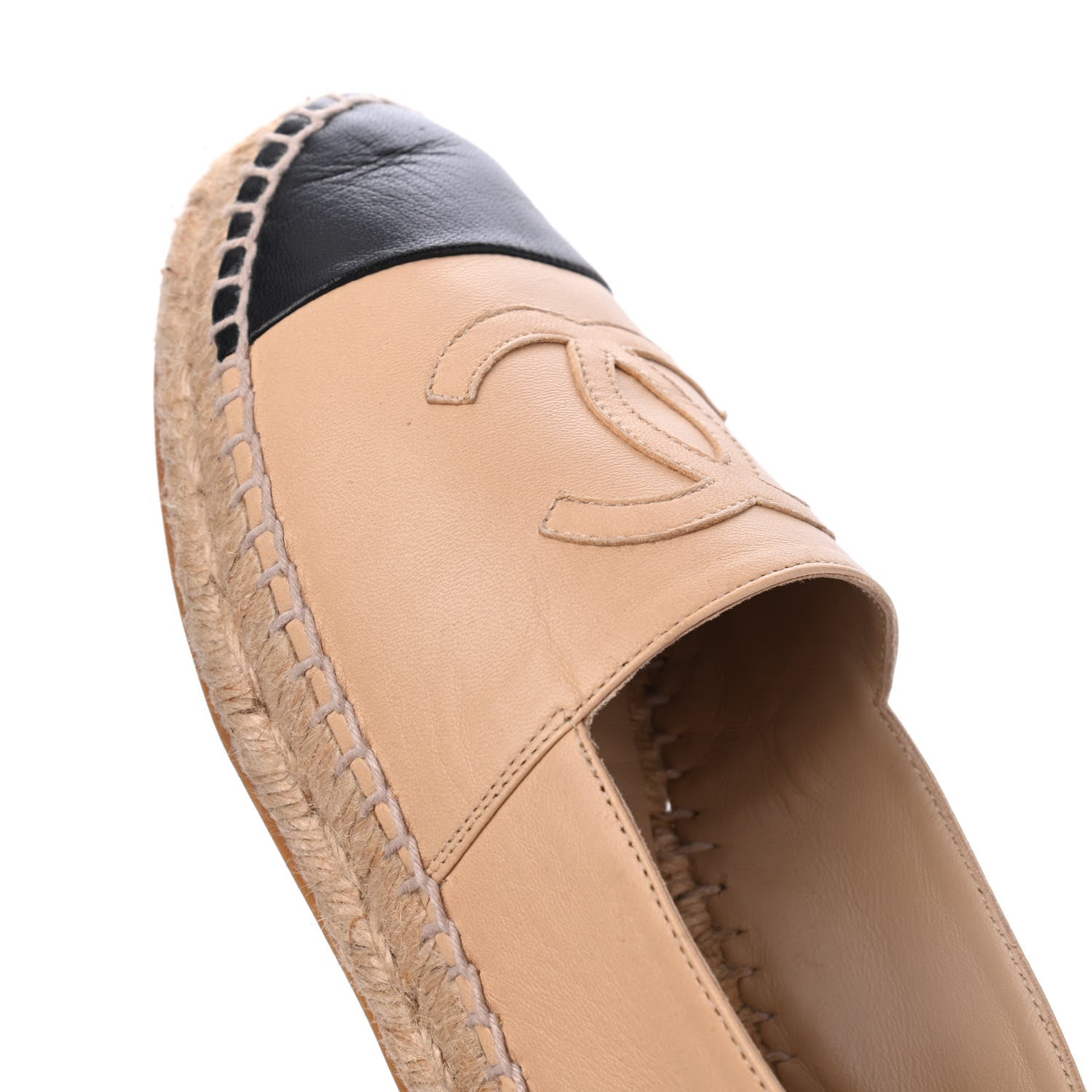 Chanel Lambskin CC Espadrilles 35 Beige Black 19 of 22