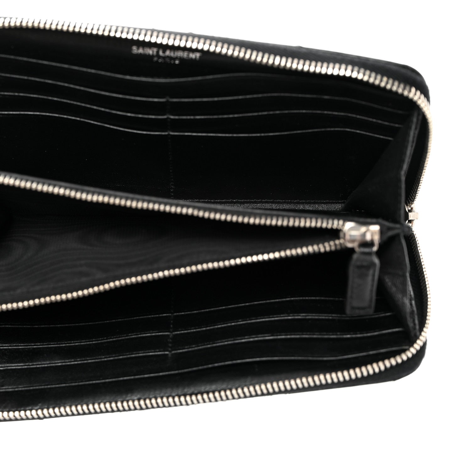 Saint Laurent Calfskin Matelasse Chevron Monogram Zip Around Wallet Black 5 of 7