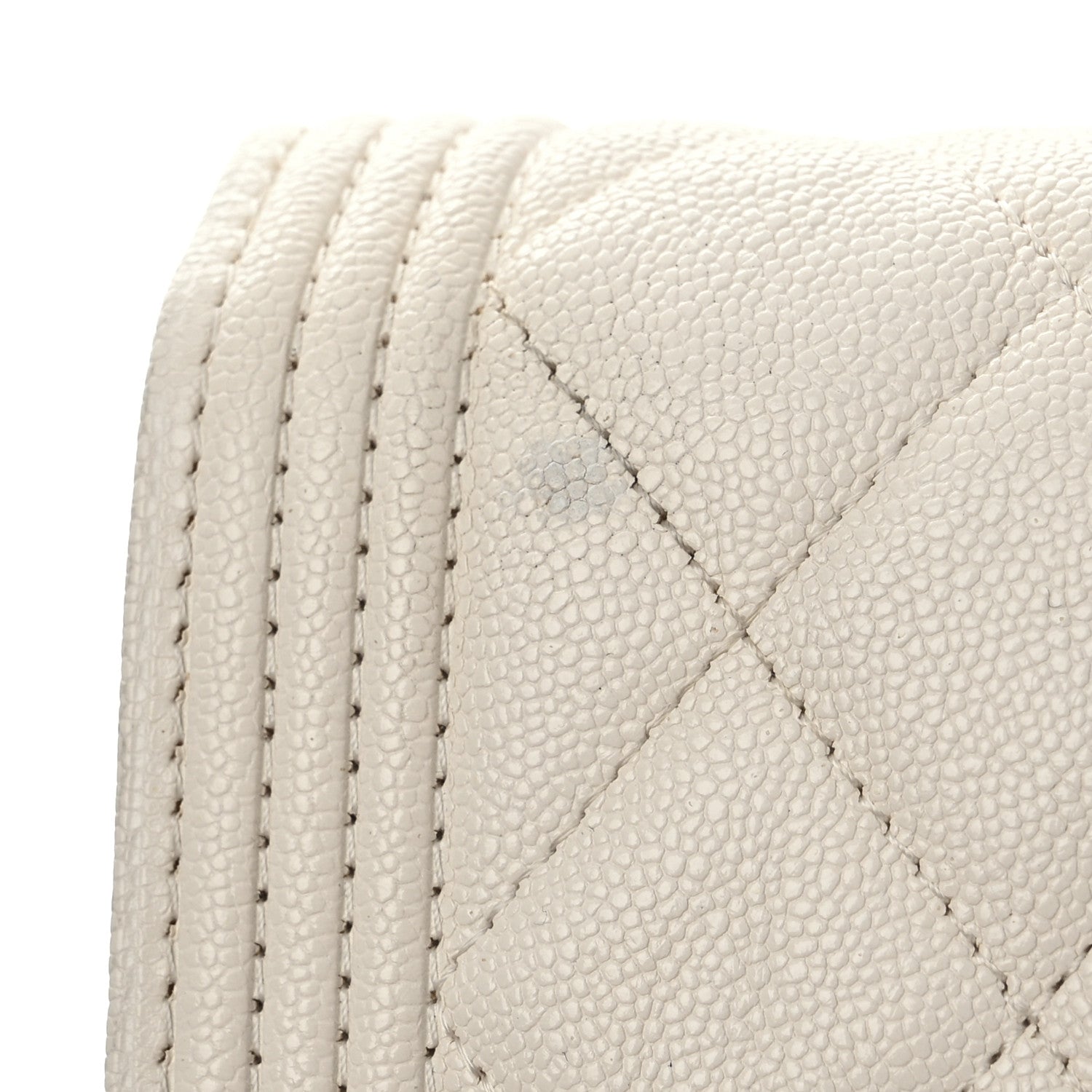 Chanel Caviar Quilted Boy Wallet On Chain WOC White 12 of 13