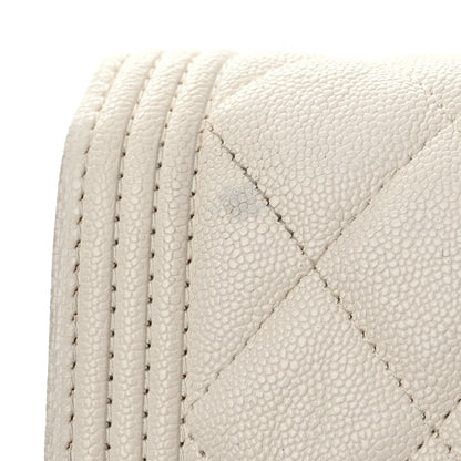 Chanel Caviar Quilted Boy Wallet On Chain WOC White 12 of 13