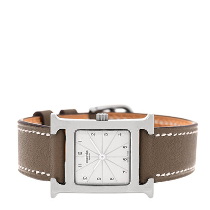 Hermes Stainless Steel Epsom 21mm Heure H Hour Quartz Watch Noir 2 of 4