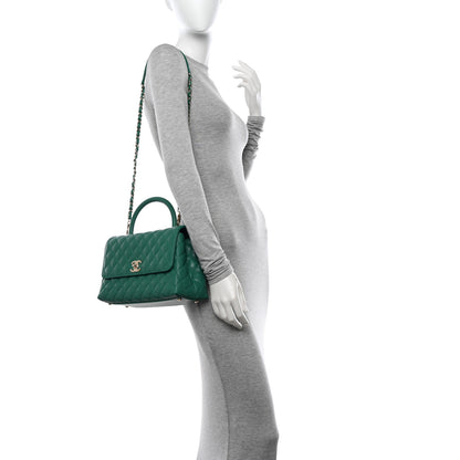Chanel Caviar Quilted Small Coco Handle Flap Green 3 of 11