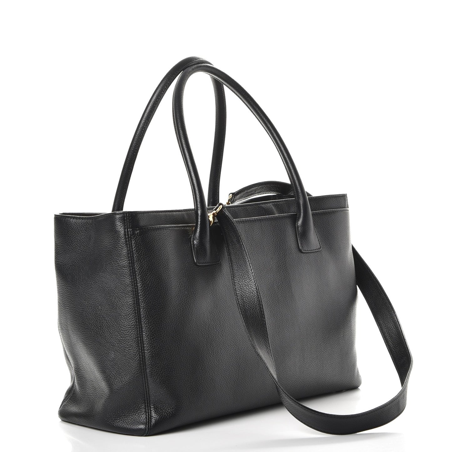 Calfskin Cerf Executive Shopper Tote Black