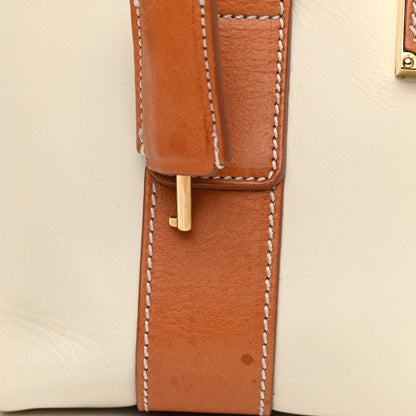 Salvatore Ferragamo Calfskin Small Sookie Satchel White Tan 11 of 13