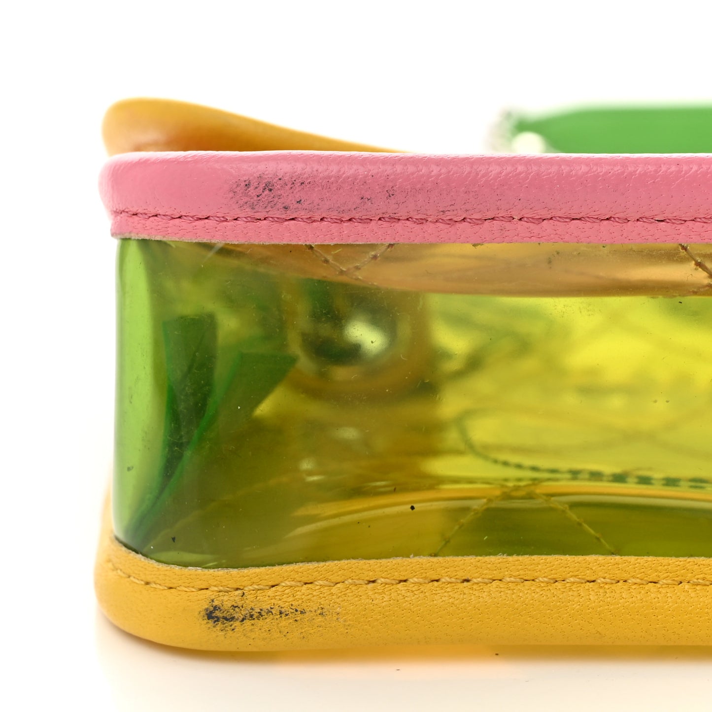 Lambskin PVC Quilted Mini Coco Splash Flap Yellow Green Pink