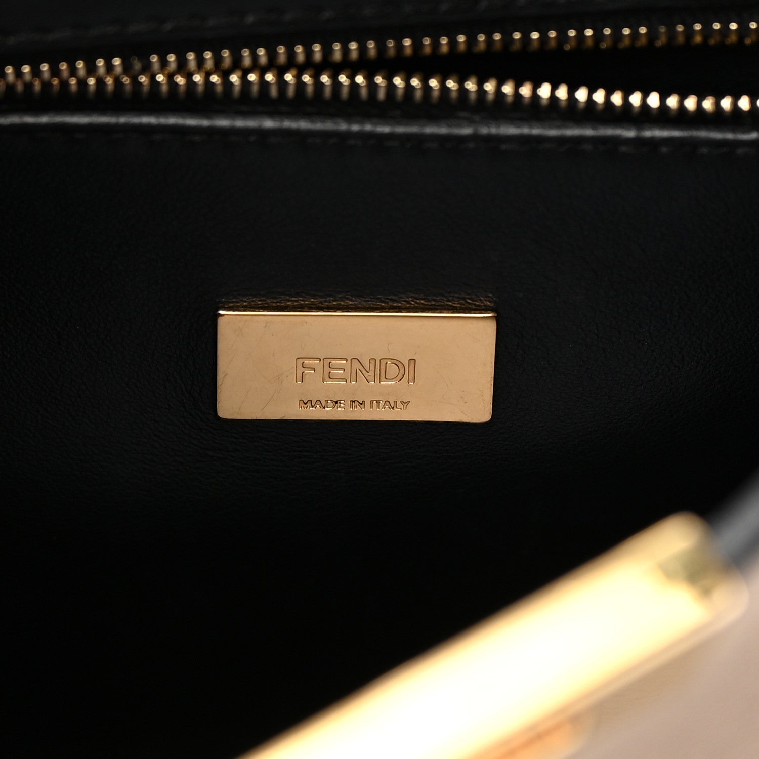 Fendi Vitello Tahiti Burro Medium Peekaboo Iconic Essentially Satchel Tortora Black 7 of 18