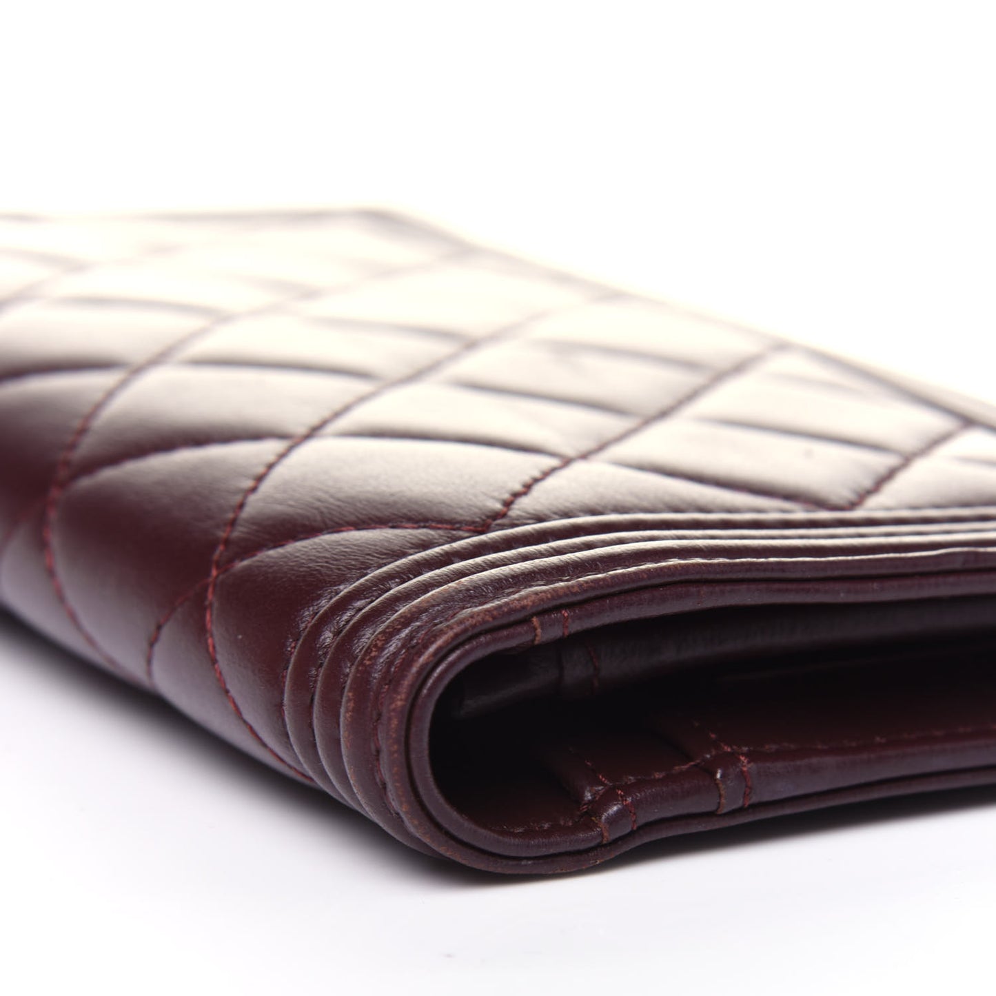Lambskin Quilted Boy Yen Wallet Dark Red