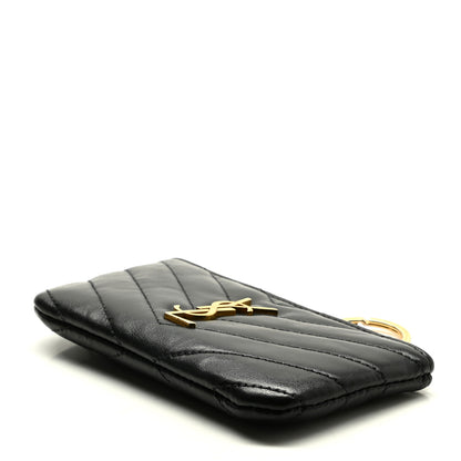 Saint Laurent Calfskin Matelasse Monogram Key Pouch Black 4 of 8