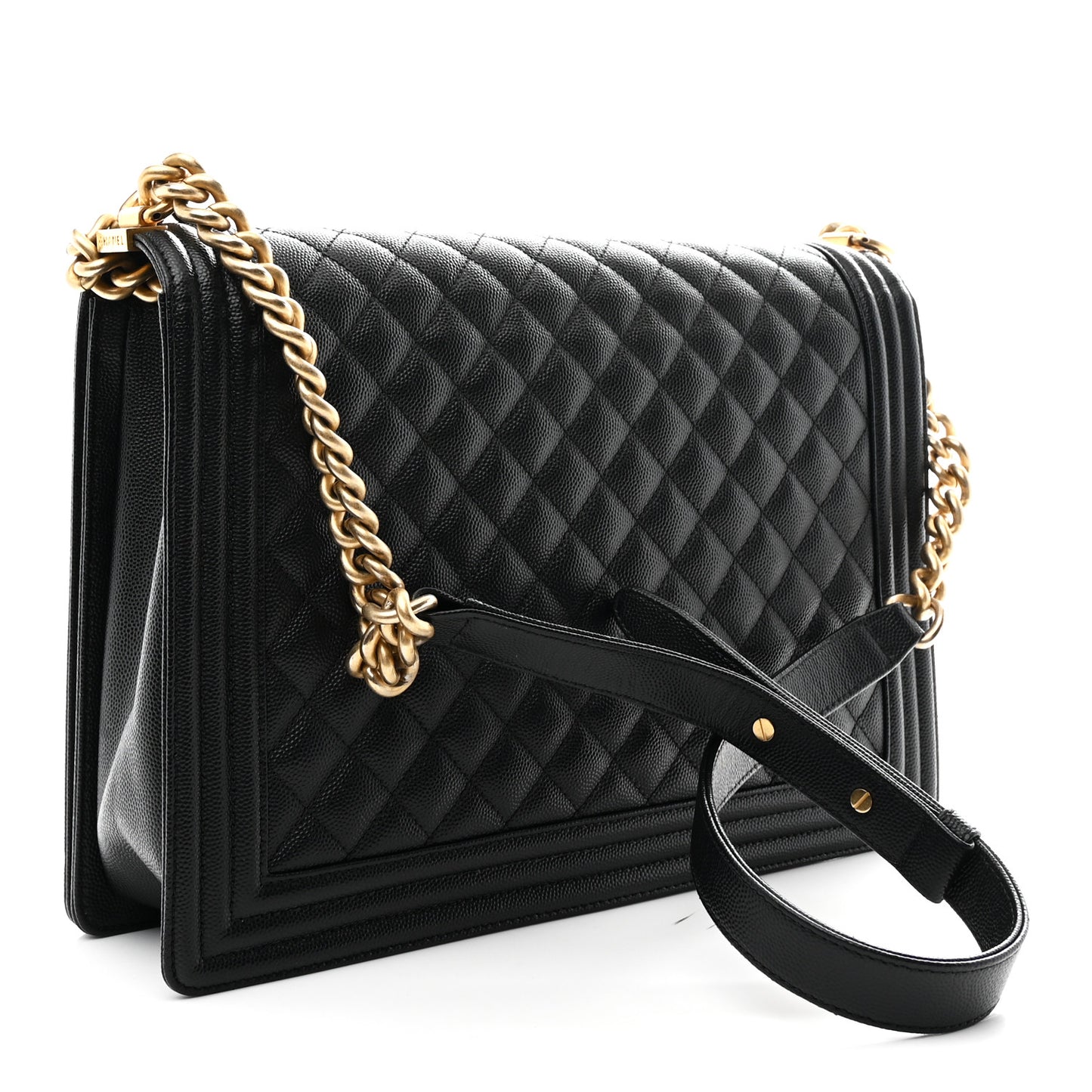 Caviar Quilted Large Boy Flap Black