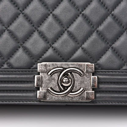 Chanel Lambskin Quilted New Medium Boy Flap Grey 7 of 16