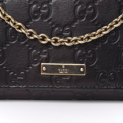 Gucci Guccissima Margaux Calfskin Metal Bar Chain Wallet Black 7 of 8
