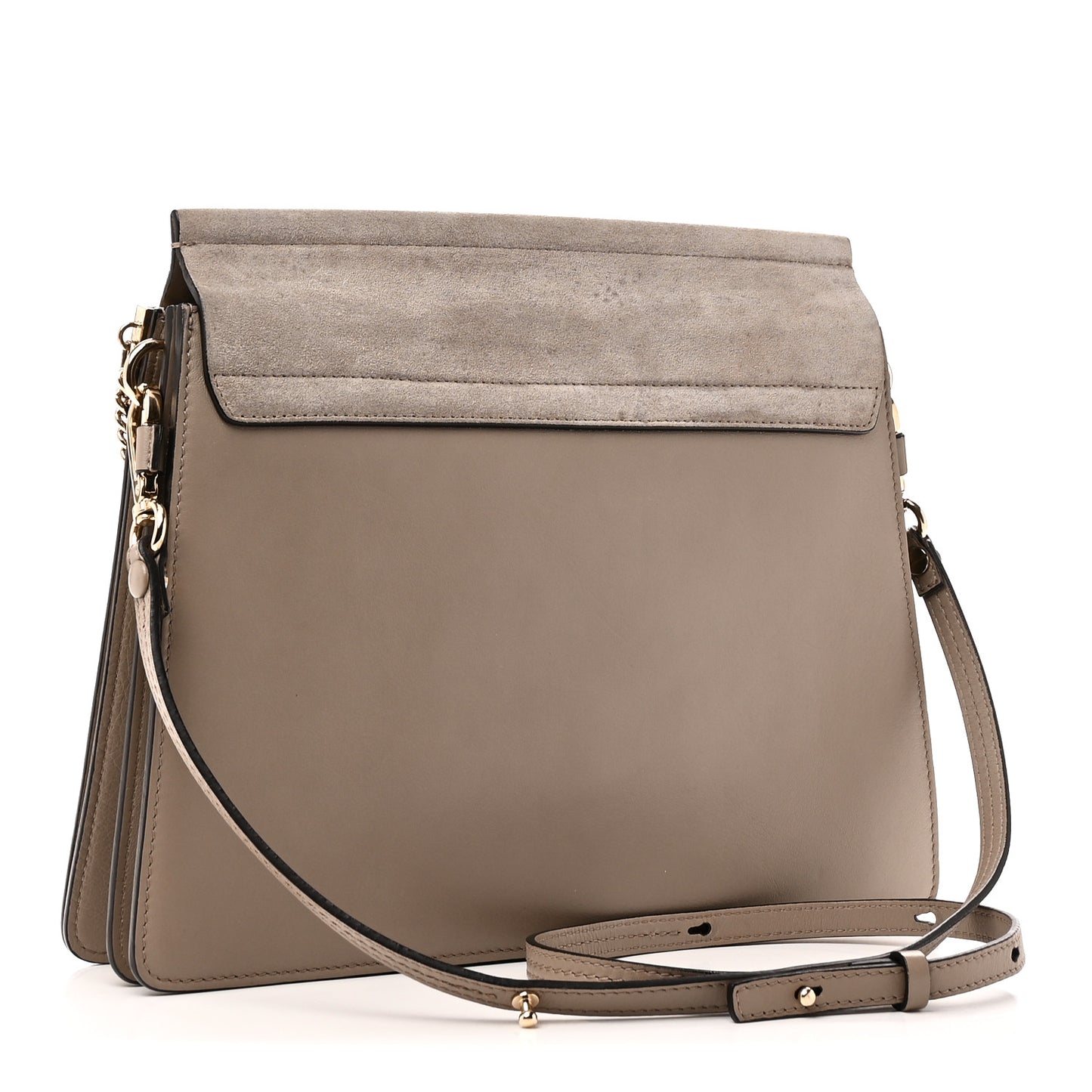 Calfskin Suede Medium Faye Shoulder Bag Motty Grey