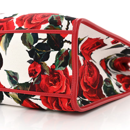 Dolce & Gabbana Canvas Roses Large Shopper Tote Red Multicolor 10 of 10