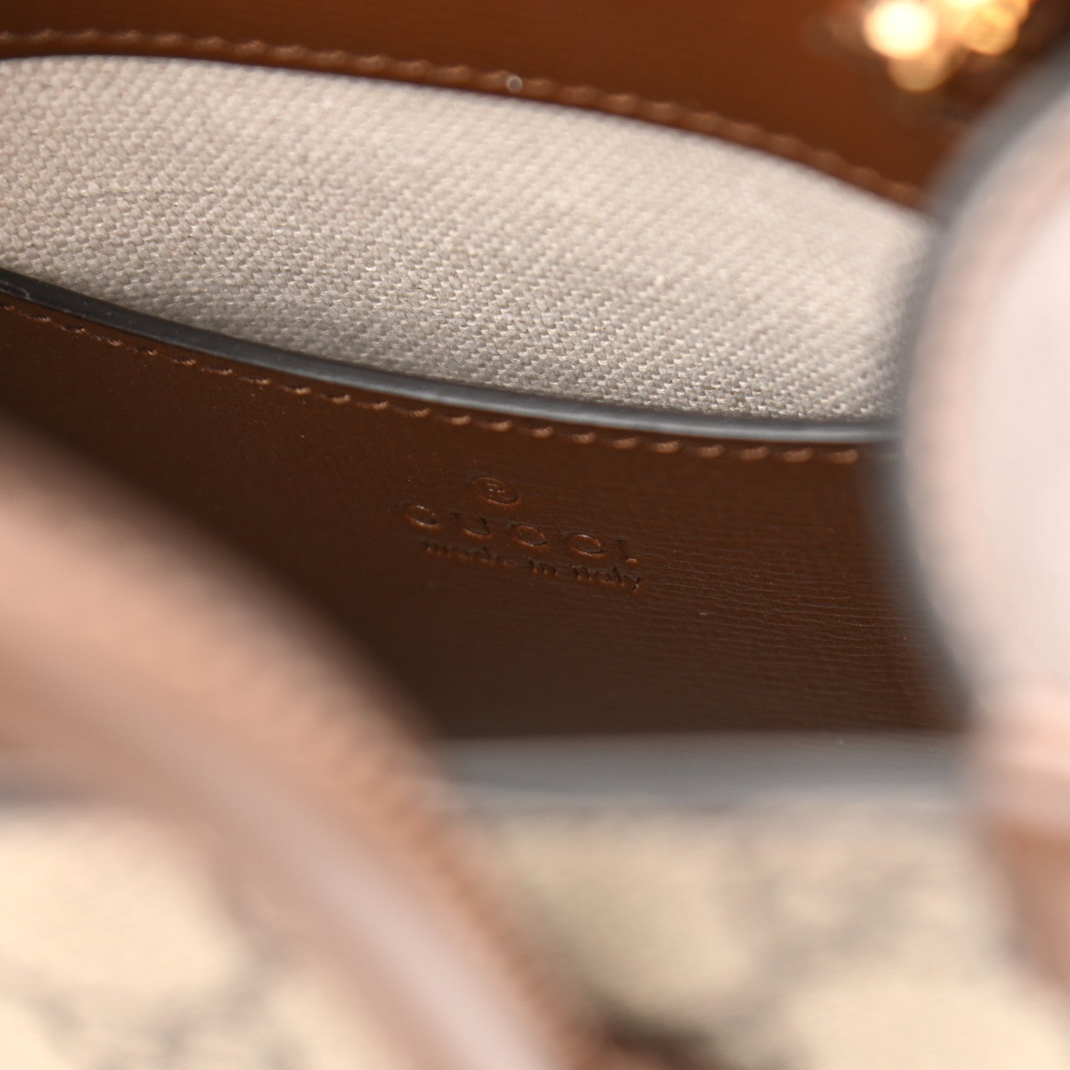Gucci GG Supreme Monogram Azalea Calfskin Mini Retro Interlocking G Tote Bag Beige Ebony Brown Sugar 6 of 12
