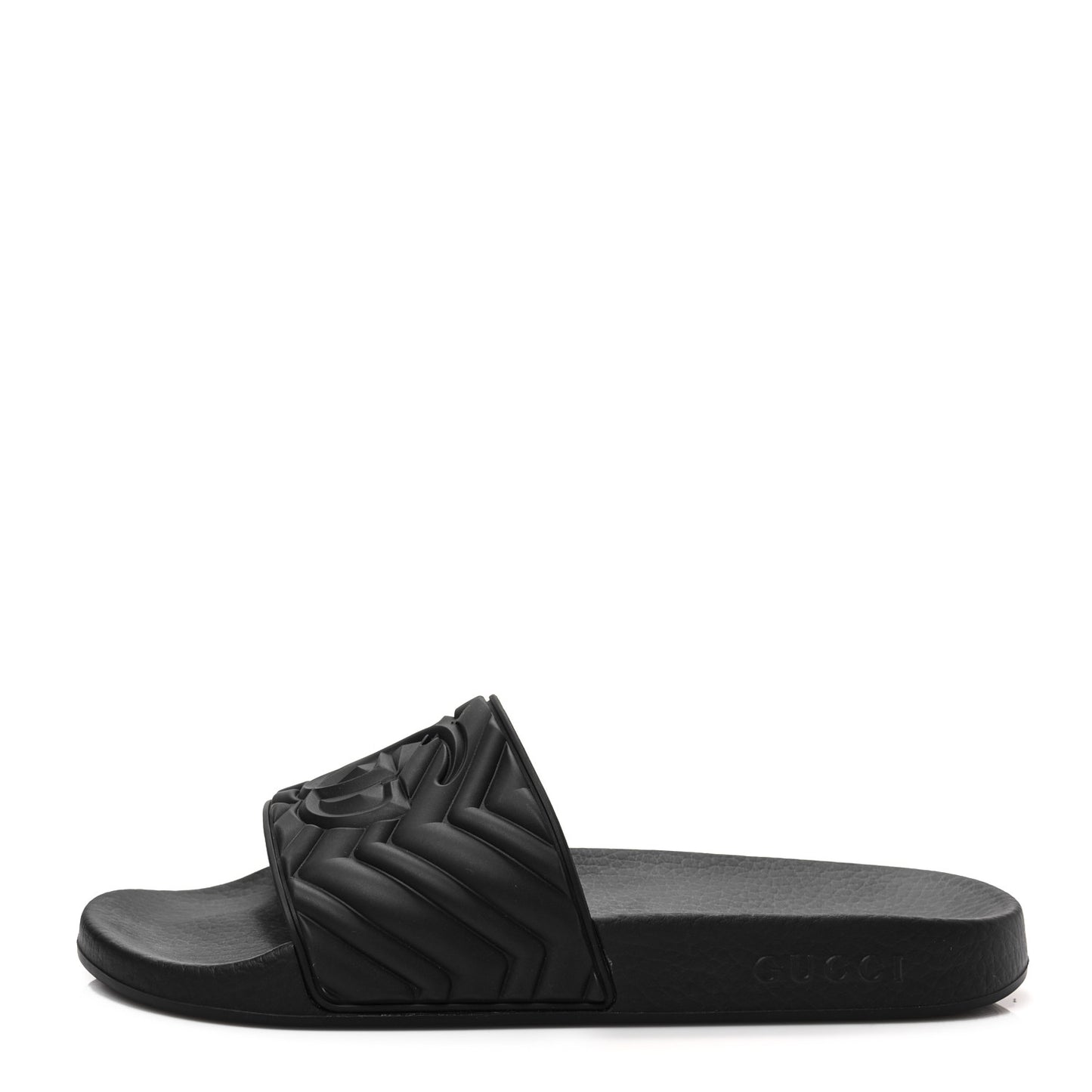 Rubber Matelasse Interlocking G Mens Slide Sandals 9 Black White