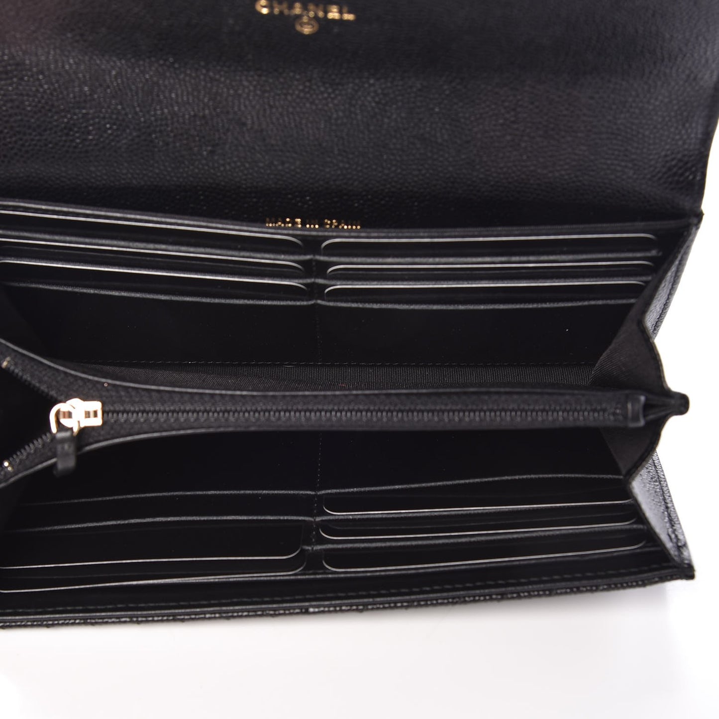 Caviar Chevron Quilted Boy Flap Wallet Black