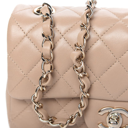 Chanel Lambskin Quilted Mini Rectangular Flap Dark Beige 11 of 12