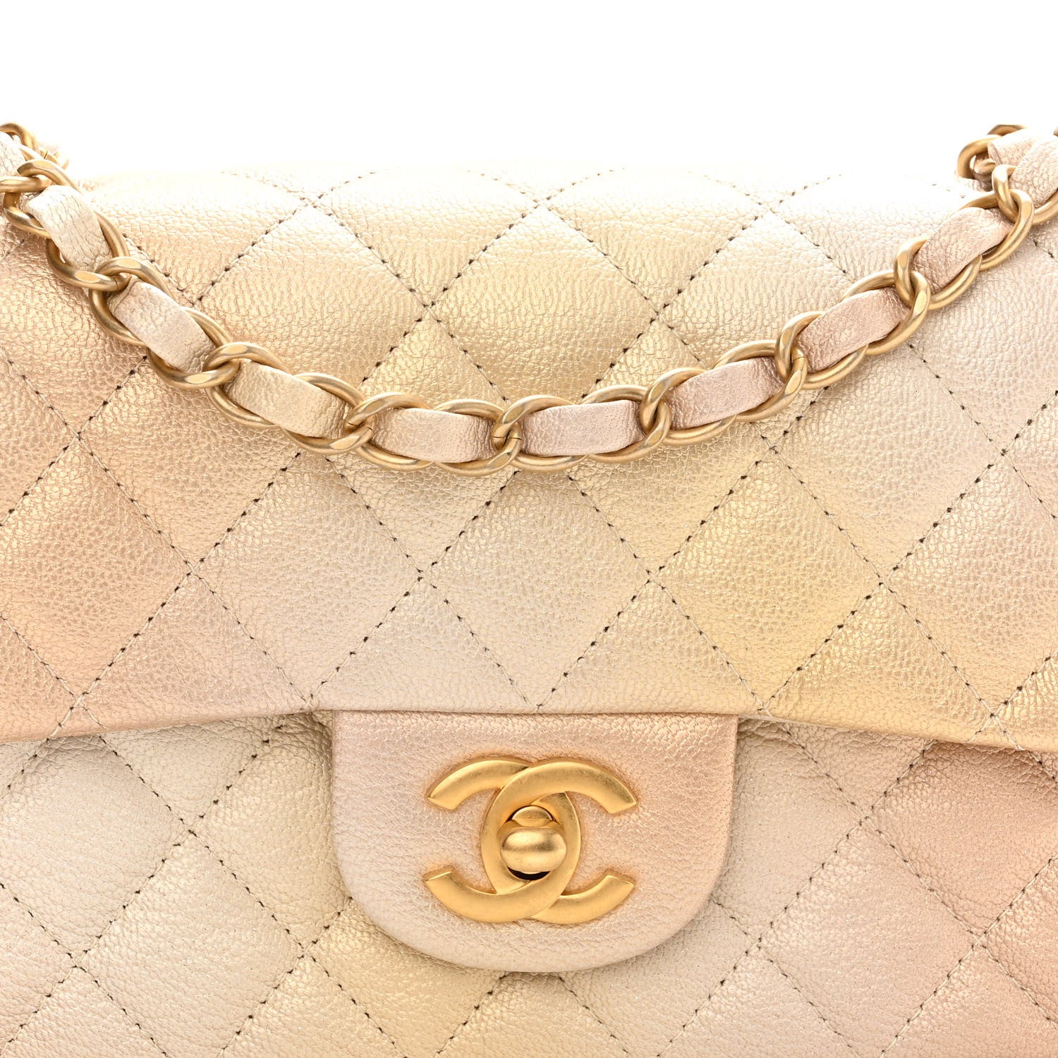 Chanel Metallic Goatskin Quilted Mini Rectangular Flap Gold 8 of 10