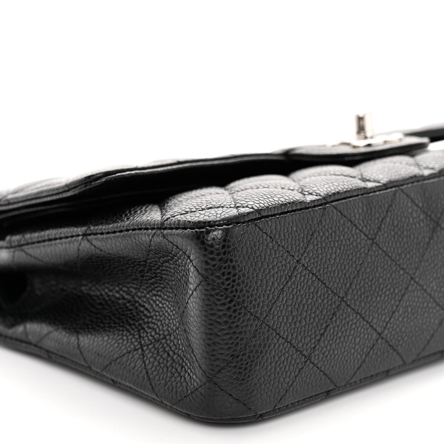 Caviar Quilted Medium Double Flap Black
