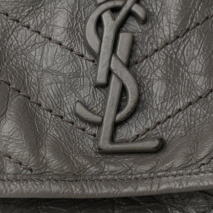 Saint Laurent Crinkled Calfskin Matelasse Monogram Large Niki Chain Satchel Fog 12 of 12