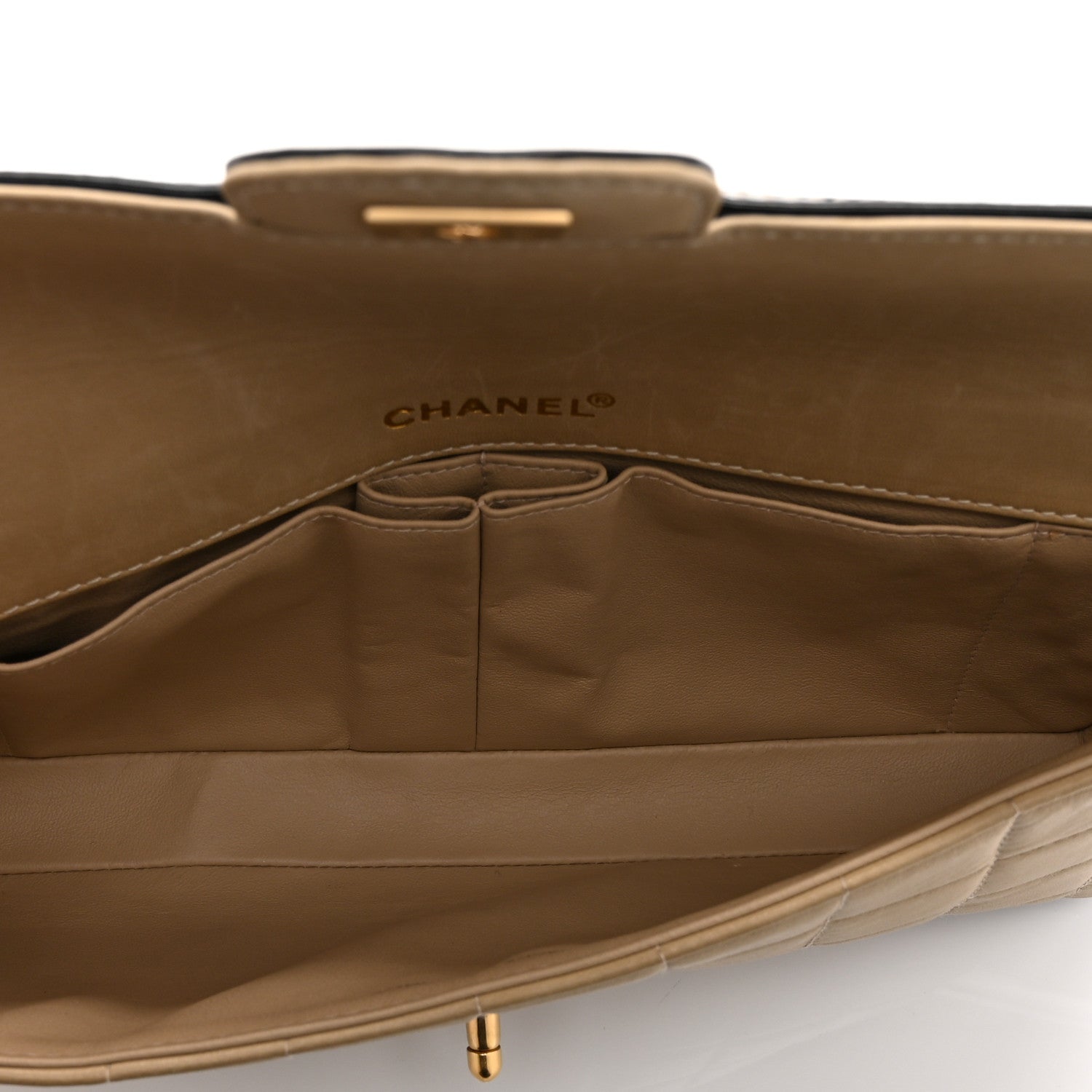 Chanel Lambskin Patent East West Chocolate Bar Flap Beige 5 of 11