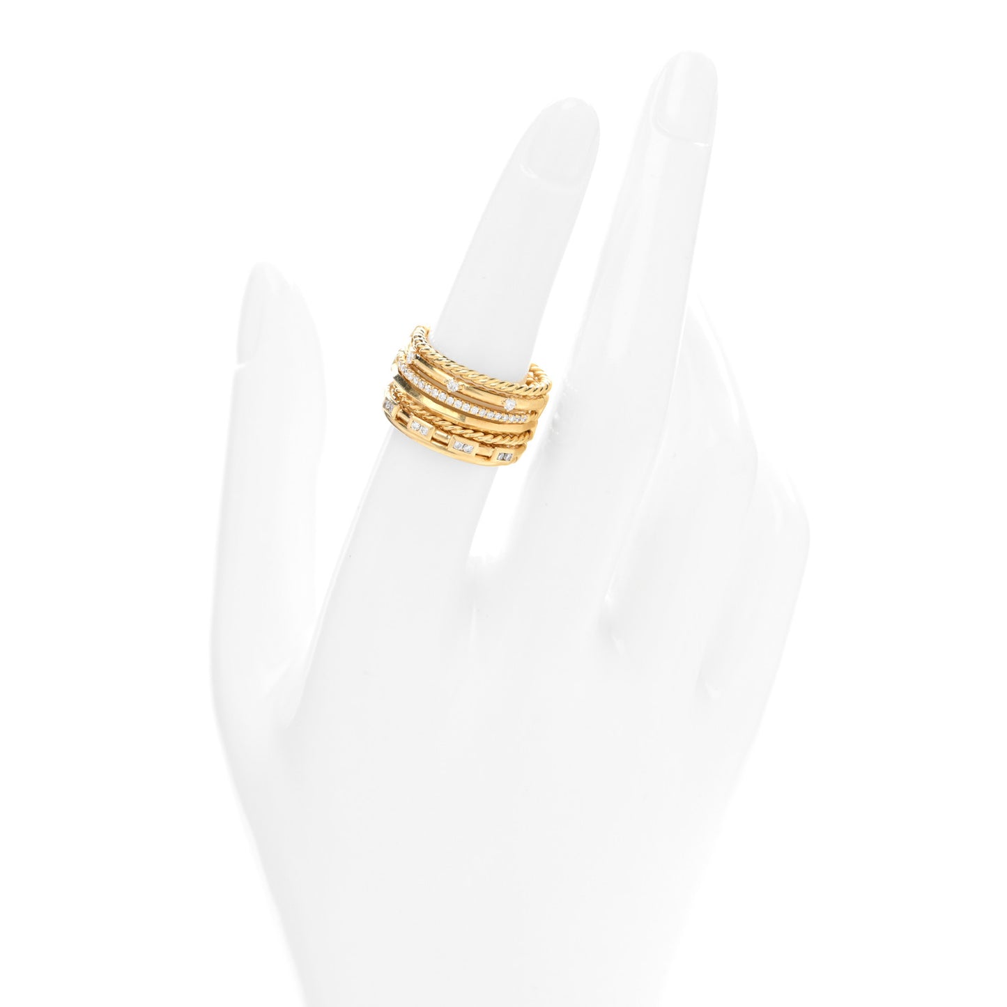 18K Yellow Gold Diamond Stax Seven-Row Ring 52 6