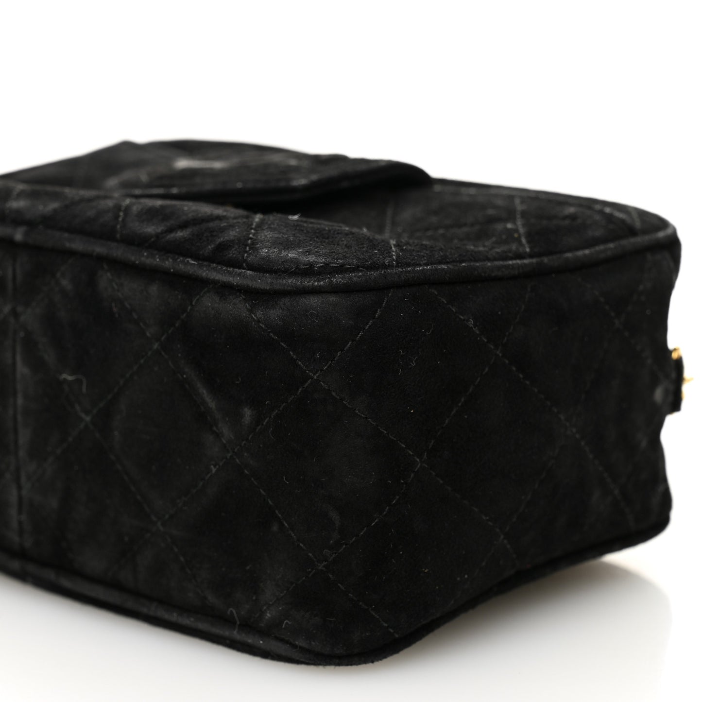 Suede Quilted CC Tassel Camera Case  Black