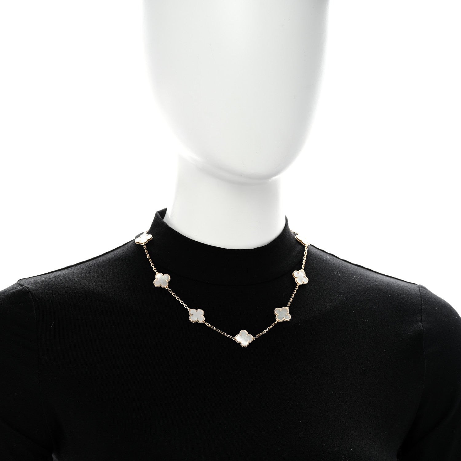 Van Cleef & Arpels 18K Yellow Gold Mother of Pearl 10 Motifs Vintage Alhambra Necklace 2 of 5