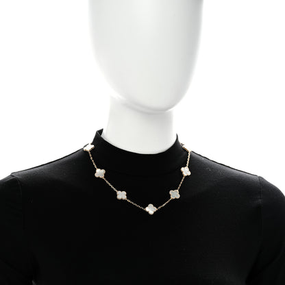 Van Cleef & Arpels 18K Yellow Gold Mother of Pearl 10 Motifs Vintage Alhambra Necklace 2 of 5