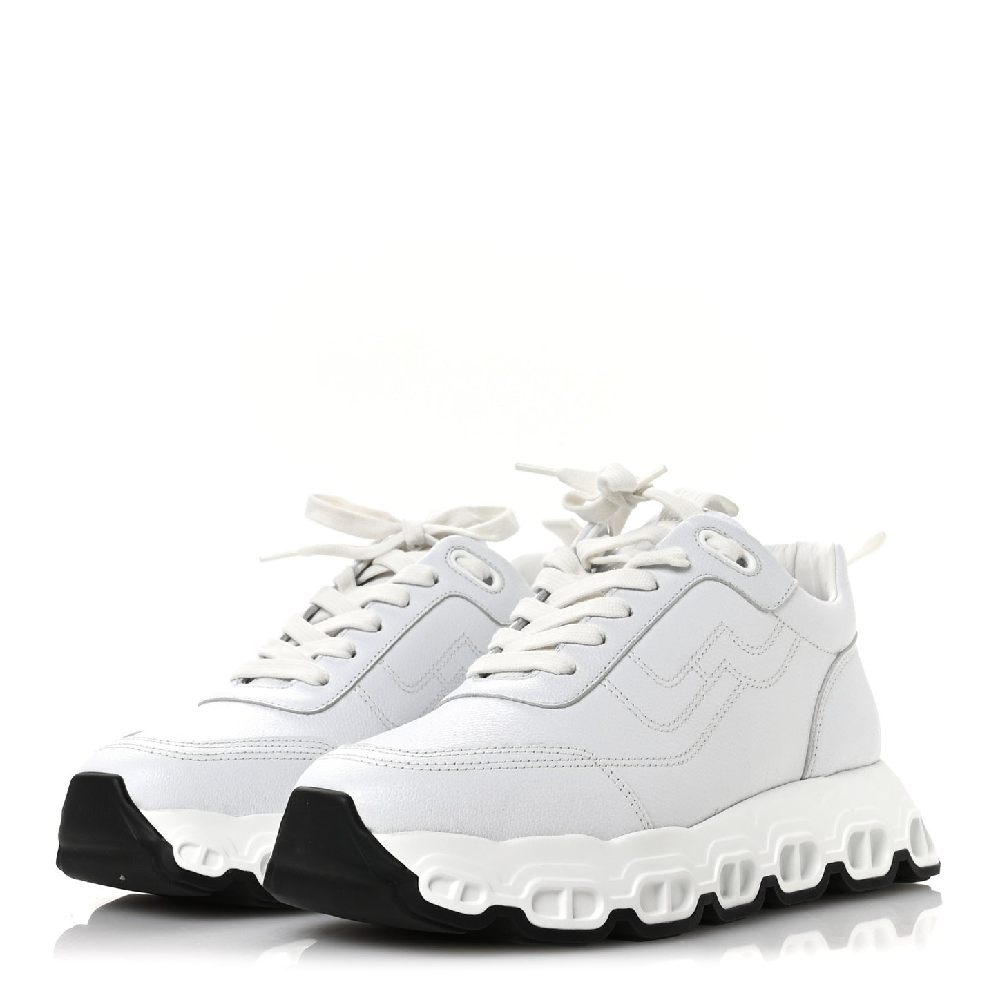 Parachute Fabric Calfskin Impulse Sneakers 37.5 White