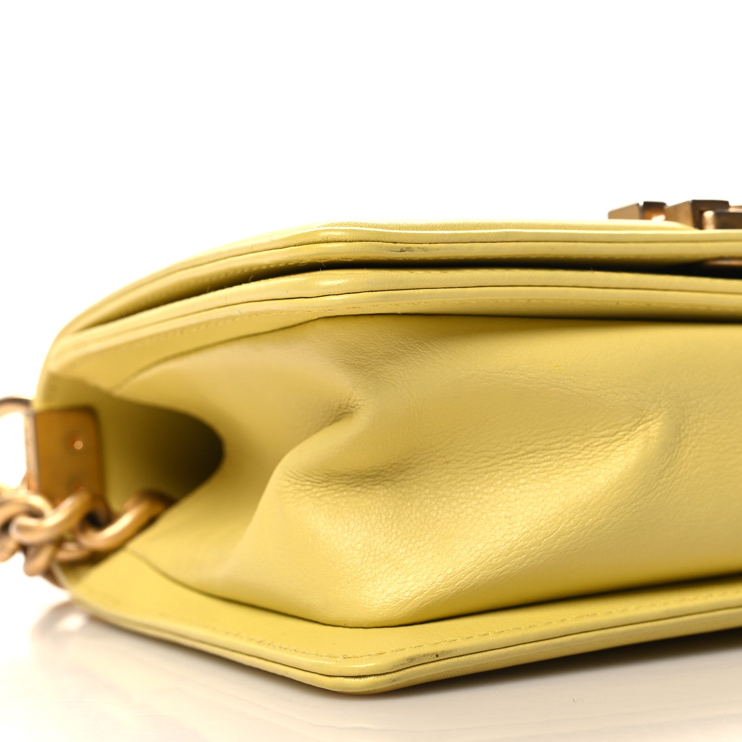 Chanel Lambskin Chevron Quilted Small Boy Flap Yellow 9 of 10