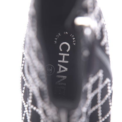 Chanel Kid Suede Strass Short Boots 39.5 Black 7 of 9