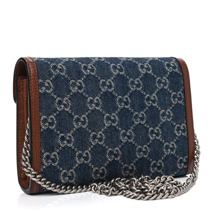 Gucci New Denim GG Monogram Dollar Calfskin Enamel Mini Dionysus Chain Wallet Blue Tea Cuir Epilog Electric Blue 2 of 5